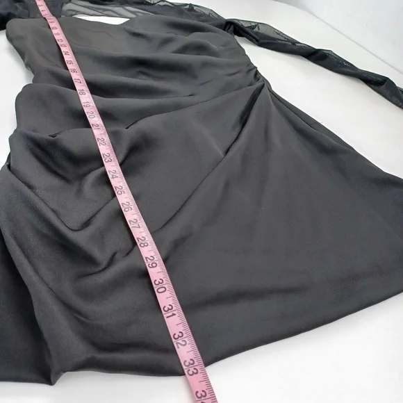 Alieva Maya Draped Corset Mini Dress Size L Women Long Sleeve Silk Satin Black - Picture 13 of 14